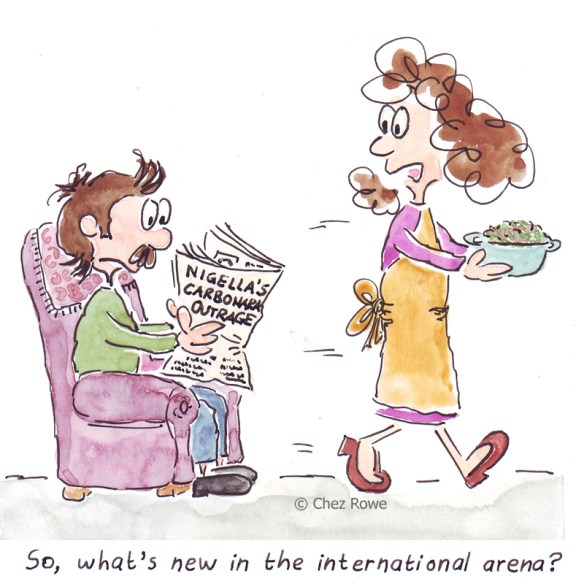 pasta Scapece zucchini courgettes Nigella Carbonara cartoon