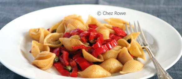 Pasta Peperoni Acciughe Capperi Peppers Anchovies Capers